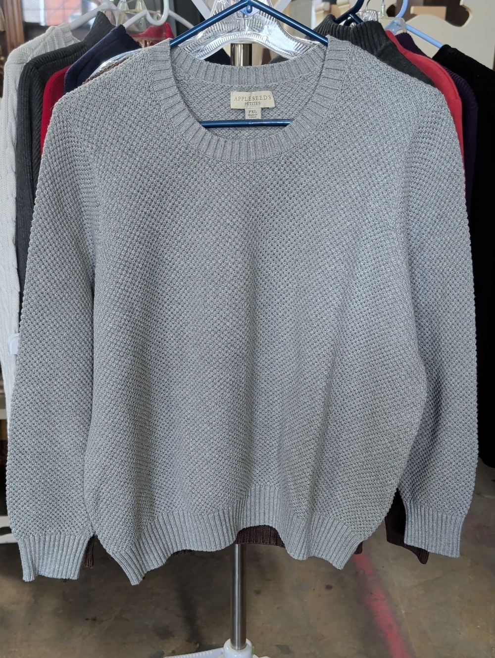 Appleseed's Light Gray Textured Crewneck Sweater